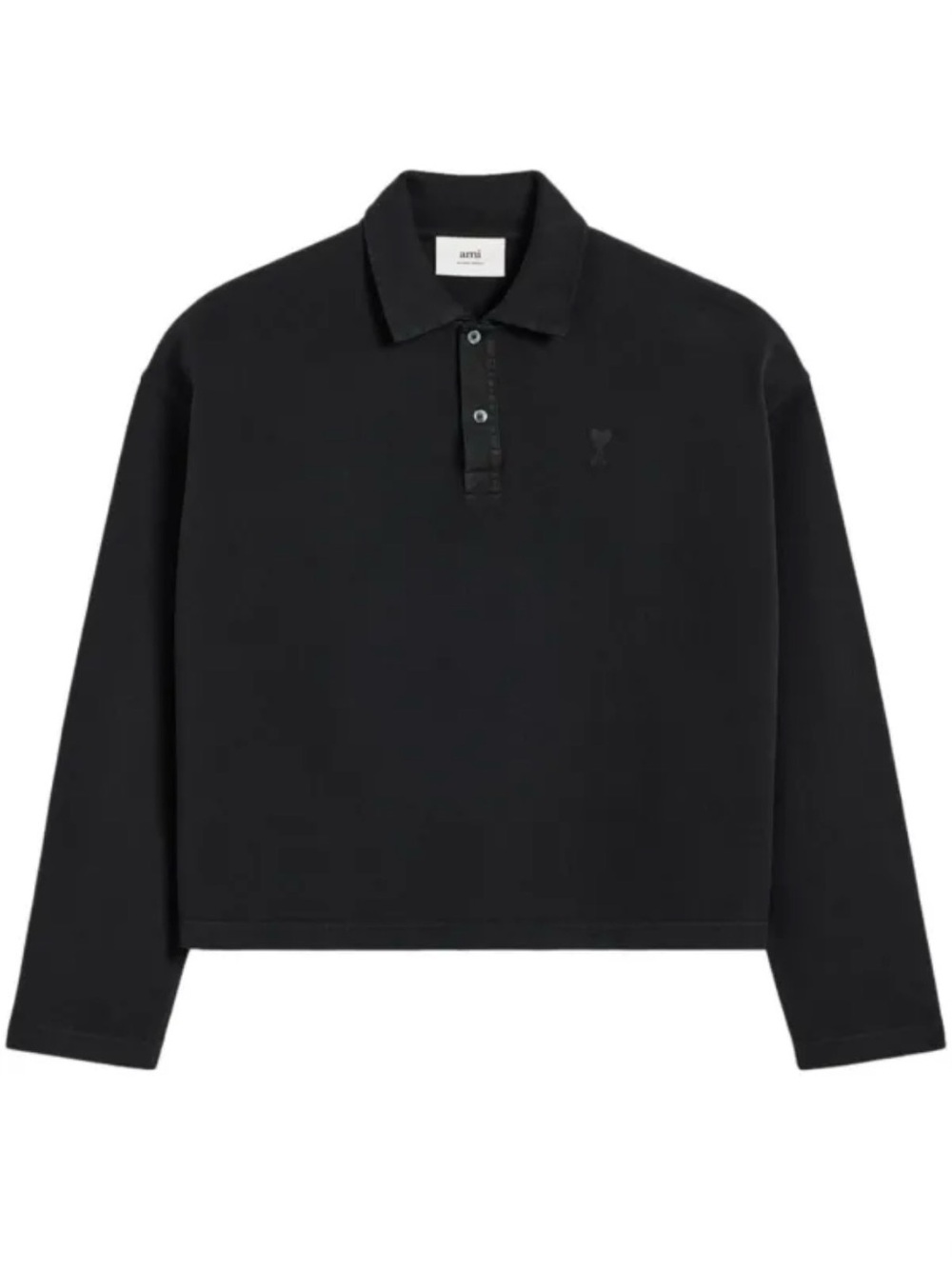 Ami Black Long-Sleeve Polo Shirt